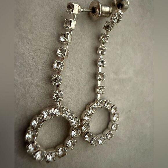 Sparkly Rhinestone Drop Circle Earrings – Elegant Statement Jewelry - Picture 6 of 17